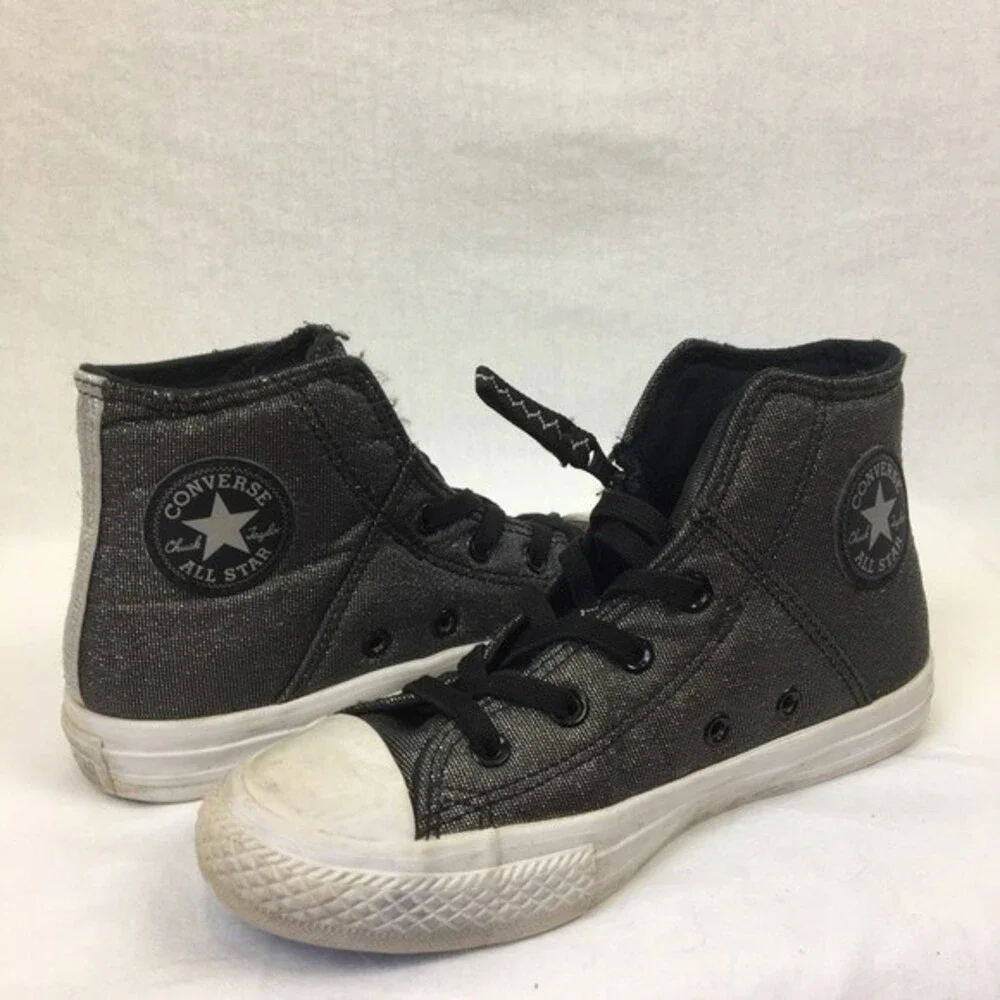 Converse Child's All Star Chuck Taylor Gray Sparkle Hi Tops 1.5